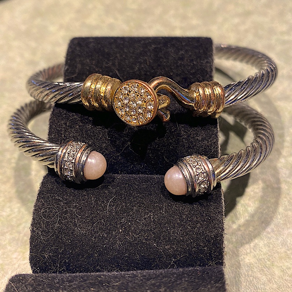 2 Classy Silver Tone Bracelets - image 1